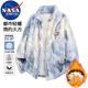 NASA MARVEL羽絨服男秋冬御寒加絨保暖潮流休閑百搭夾克上衣 藍色羽絨款 L