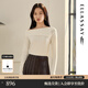 歌力思（ELLASSAY）2025秋季新款綿羊毛斜切領(lǐng)口設計簡(jiǎn)約修身針織衫女EWB363M02500 珍珠白 S