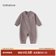 babylove嬰兒連體衣秋冬季斜襟拉鏈哈衣爬服男女寶寶休閑外出居家衣服 煙花灰 80cm