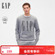 GAP男女裝2025秋季新款印花logo抓絨圓領(lǐng)衛衣合身上衣美版 灰色 645634 M 美碼 L亞洲碼180/96A 【偏大，建議拍小一碼】