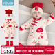 優(yōu)奇嬰兒衣服秋冬裝新生兒滿(mǎn)月服喜慶哈衣寶寶加厚保暖夾棉連體外出服 【福氣100%】+福帽+紅襪 59cm
