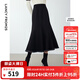 朗姿棉質(zhì)法式復古高級感氣質(zhì)設計感魚(yú)尾裙冬新款a字半身裙女 深藏青色 S