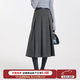 圖曼朵灰色毛呢百褶裙女高腰加厚a字裙秋冬通勤面試中長(cháng)款高級感半身裙 灰色 溫暖磨毛 M 推薦105-115斤可穿