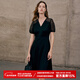 愛(ài)特愛(ài)（EITIE）舒適醋纖蕾絲鏤空裙子收腰V領(lǐng)顯瘦通勤連衣裙夏季新款7407113 極簡(jiǎn)黑20 L 165