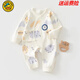 G.duck小黃鴨嬰兒連體衣哈衣新生兒衣服初生兒春秋和尚服純棉無(wú)骨寶寶 動(dòng)物園-系繩款 36cm 52碼(建議寶寶體重:4-8斤)