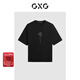 GXG男裝 夏季潮流撞色印花寬松舒適短袖t恤男 黑色 3XL