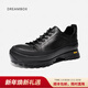 dreambox鈞博vibram厚底防滑徒步登山鞋鹿皮舒適透氣戶(hù)外休閑男鞋 暗黑色 41