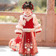 貝優(yōu)可古月家漢服女童2026冬款兒童新中式仙氣明制馬面裙套裝紅色拜年服 紅色套裝 130