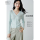 晚白【斷碼清倉】氣質(zhì)V領(lǐng)修身顯白顯瘦減齡上衣氣質(zhì)百搭短針織開(kāi)衫女 淺藍色 M