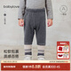 babylove嬰幼兒加絨打底褲秋冬保暖褲子拼接彈力褲寶寶百搭休閑褲 深麻灰 90