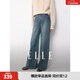 ELLE法式設計感復古牛仔褲女2025冬新款寬松通勤高腰顯瘦闊腿褲子 牛仔藍 M