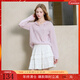 三彩2025秋季新款慵懶簡(jiǎn)約寬松連帽休閑長(cháng)袖針織衫套頭毛衫M 淡紫色 M 160/84A