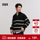 森馬（Semir）森柔|毛衫男冬季含羊毛針織衫老錢(qián)風(fēng)拉鏈半開(kāi)襟毛衣情侶內搭 黑白色調00391 M