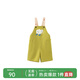 papa爬爬秋季兒童褲子男女寶寶純棉五分休閑背帶褲卡通洋氣百搭潮 黃色 90 cm