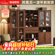 和諧家園 書(shū)柜 中古風(fēng)實(shí)木書(shū)柜黑胡桃木組合玻璃門(mén)滿(mǎn)墻落地書(shū)柜收納儲物柜 0.84m上下雙門(mén)書(shū)柜【B款】 組裝
