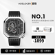愛(ài)勒 AGELOCER原創(chuàng  )賽車(chē)表時(shí)尚男士鏤空機械手表高端國表大表盤(pán)送男友新年禮物 【代超同款】賽車(chē)表5801A1-銀黑