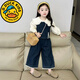 G.duck小黃鴨女童套裝秋季時(shí)髦翻領(lǐng)襯衫套裝中小童百搭牛仔馬甲休閑褲 牛仔套裝I55135 100 建議90-100cm1歲半-2歲