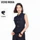 VEROMODA短外套2026春季新款純棉腰帶無(wú)袖復古收腰牛仔上衣326156002 特深牛仔藍 M