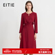 愛(ài)特愛(ài)（EITIE）精致紅玫瑰氣質(zhì)收腰長(cháng)袖連衣裙2025秋季新款紅色A字裙C2507834A 龐貝紅61 M (160)