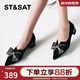 星期六（St&Sat）女鞋方跟甜美蝴蝶結日常淺口單鞋 黑色 36