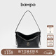 半坡飾族（bampo）新款包包小綿綿頭層牛皮手抓紋小包時(shí)尚高級感女包單肩斜挎包元旦 墨碳黑