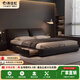 大象耳朵真皮床現代簡(jiǎn)約1.8m婚床高端意式極簡(jiǎn)主臥室軟包雙人大床 床+20cm808席夢(mèng)思乳膠床墊+柜*2 1.8米*2.0米框架結構