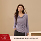 纖莉秀【設計感蕩領(lǐng)針織衫】大碼女裝系帶顯瘦上衣胖mm2025秋新款4577 紫色 3XL