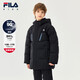 FILA兒童童裝羽絨服2025年冬季新款男中大童中長(cháng)款連帽外套 傳奇藍-NV 170