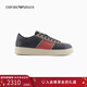 EMPORIO ARMANI/阿瑪尼官方旗艦【新年禮物】新款男拼接復古休閑運動(dòng)板鞋秋冬 MZ316-深藍色 43