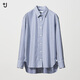 優(yōu)衣庫女裝寬松條紋襯衫/長(cháng)袖襯衣487756 66 藍色 M