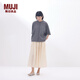 MUJI女式 強捻 立領(lǐng)短袖襯衫 女士襯衣內搭純棉女裝25年夏季 BC2A2C5S 炭灰色 XL (165/92A)