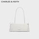 CHARLES&KEITH蝴蝶結簡(jiǎn)約單肩腋下包法棍包生日新年禮物送女友CK2-20160193 Meringue White白色 中包