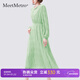 MeetMetro瑪依爾2025春季新款時(shí)尚粉色氣質(zhì)連衣裙泡泡袖捏褶仙女裙女 綠色【現貨閃電發(fā)】 S