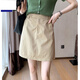 羅蒙韓版工裝短裙女夏薄款2026新款氣質(zhì)高腰顯瘦百搭包臀a字半身裙子 杏色 M 推薦95斤-105斤