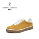諾貝達（ROBERTA DI CAMERINO）諾貝達2026春夏新款男士真皮休閑板鞋舒適軟底戶(hù)外百搭系帶德訓鞋 黃色DEA21131F 38 (歐碼尺碼 偏大一碼）