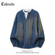 Cebrodz法國 麻花紋套頭毛衣男冬季百搭美式潮牌寬松慵懶風(fēng)休閑上衣男ins 牛仔藍 XL