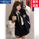 莫代爾棒球服外套女2025春秋冬新款加絨加厚學(xué)生上衣寬松學(xué)院風(fēng)時(shí)尚夾克 加絨 黑色-加厚 M 85-100斤