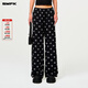 SMFK黑花園闊腿運動(dòng)褲寬松顯瘦長(cháng)褲秋冬休閑褲明星同款P0009BG 黑花園 S