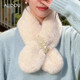 AJIDOU阿吉豆星旋木馬系列可愛(ài)毛球吊墜圍巾新年跨年禮物 米色 新年保暖圍脖 81cm*10cm