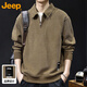 JEEP吉普衛衣男士重磅春秋季高端寬松長(cháng)袖polo衫上衣男裝 駝色 XL