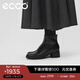 愛(ài)步（ECCO）靴子女 女鞋冬季牛皮短靴粗跟保暖女靴 雕塑222413 HL 黑色22241301001 37 （尺碼偏小，建議拍大一碼）