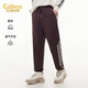 卡賓（CABBEEN）【側邊織帶】卡賓寬松束腳抗皺休閑褲男2025秋季復古風(fēng)拼接運動(dòng)褲 酒紅色74 M /170/48