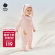 babycare寶寶連體衣純棉新生兒長(cháng)袖爬服哈衣滿(mǎn)月嬰兒衣服 薄紗粉  80cm