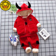 G.duck秋冬裝0-1-2-3-4歲男寶寶衣服嬰兒童棉衣女童套裝加厚衛衣三件套 紅色 牛角三件套 加厚 90 建議2歲內
