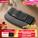 羅技（Logitech）Wave Keys波浪鍵盤(pán) 人體工學(xué)鍵盤(pán) 辦公鍵盤(pán) 無(wú)線(xiàn)鍵盤(pán) 藍牙鍵盤(pán) 配備軟墊掌托 3臺設備連接 石墨黑