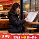 鴨鴨（YAYA）品牌格子拼接羽絨服女裝短款2025年冬季新款連帽保暖面包服外套HS 黑色 S