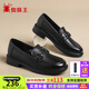 蜘蛛王樂(lè )福鞋女2025新款英倫風(fēng)黑色通勤單鞋工作軟底小皮鞋090337A 黑色 39 (245mm)