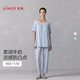 愛(ài)慕睡衣女夏季莫代爾涼感帶杯短袖分身家居服套裝
