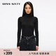 MISS SIXTY2025秋季新款針織衫女高領(lǐng)緊身彈力長(cháng)袖簡(jiǎn)約刺繡上衣 黑色 M