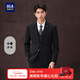 海瀾之家（HLA）西服套裝男輕商務(wù)經(jīng)典平駁領(lǐng)套西男秋季 黑色格紋15（西服+馬甲+西褲） L 175/92A 48A推薦126~140斤